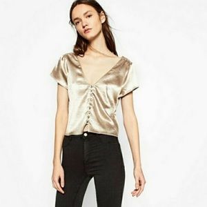 *4 for 24* ZARA Satin Button-Up Top